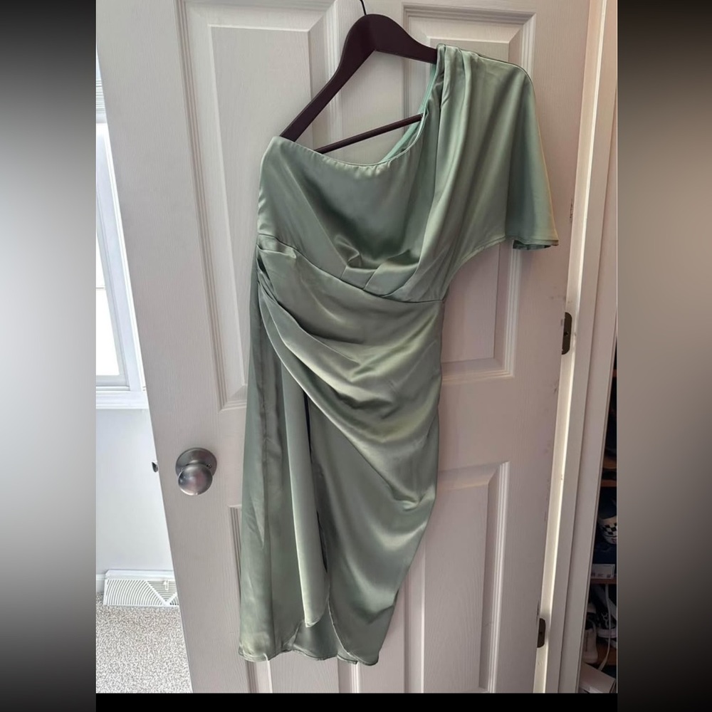 Cupshe Sage Green One-Shoulder Dress
